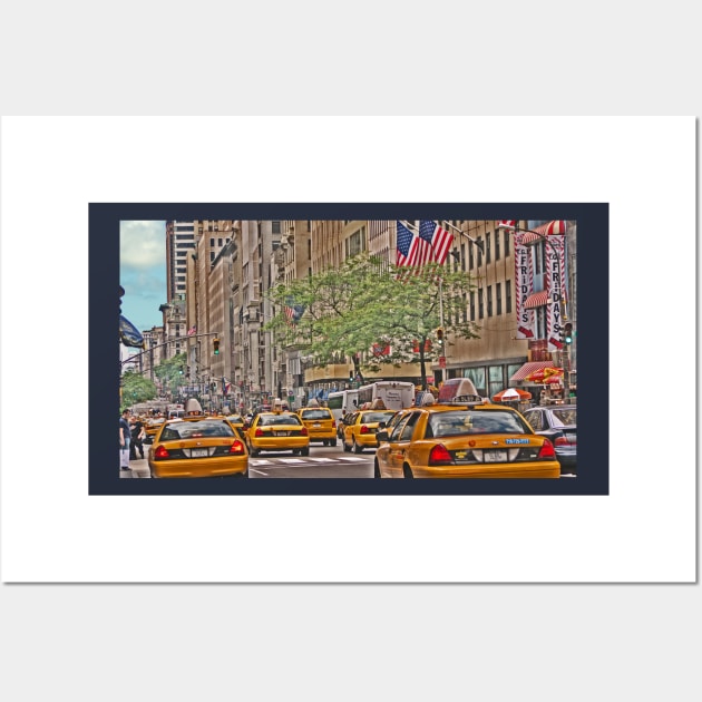 Cabs stream past TGI Fridays on 5th Ave Wall Art by jalfc46